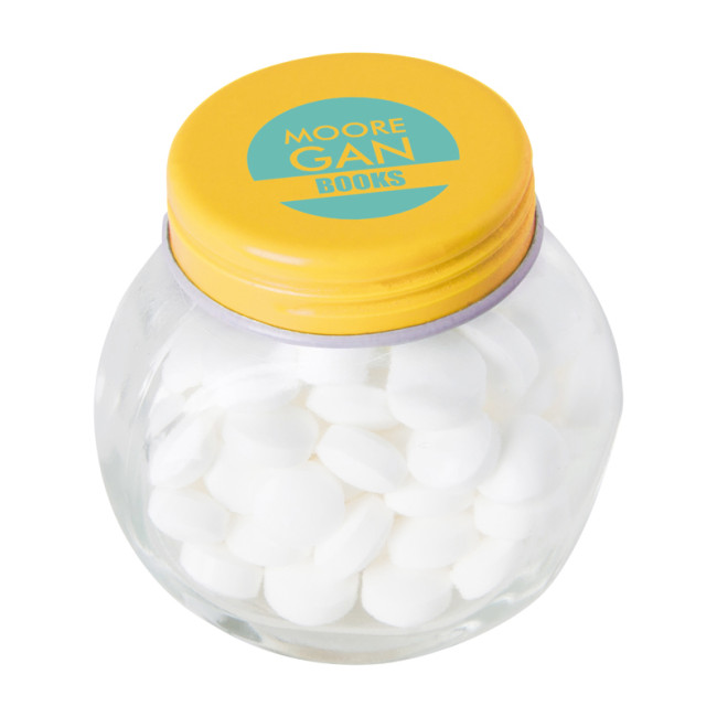 Custom Printed Small Glass Jar With Mints With Dextrose Mints - Image 2