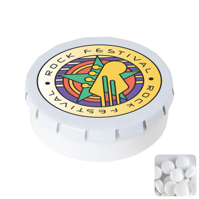 Custom Printed Round Click Plastic Pot With Sugar Free Mints - Image 3