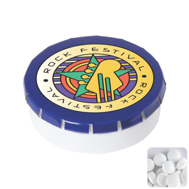 Custom Printed Round Click Plastic Pot With Sugar Free Mints - Image 2