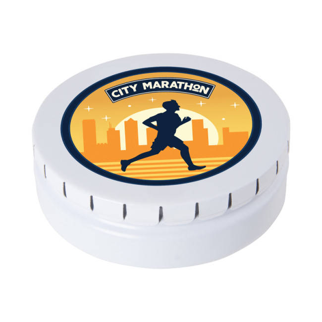 Custom Printed Large Round Click Tin With Dextrose Mints - Image 2