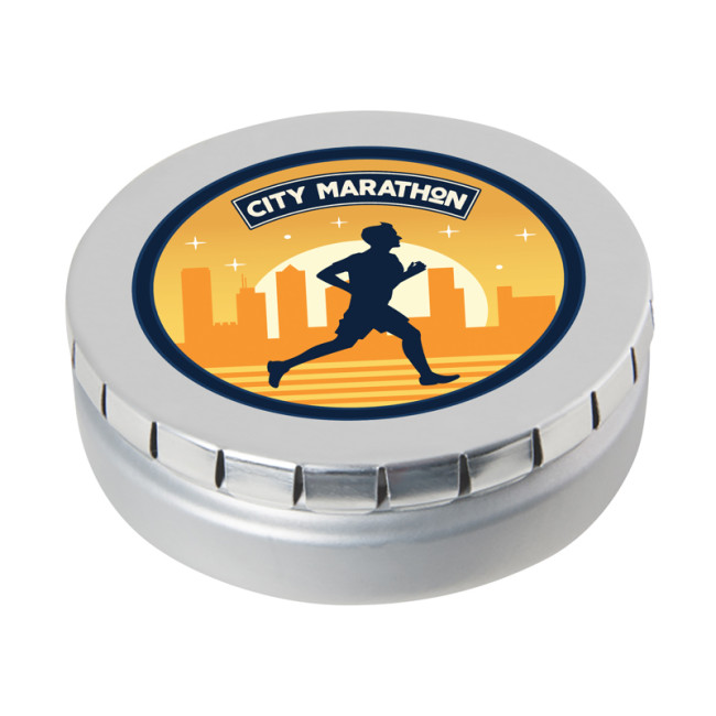 Custom Printed Large Round Click Tin With Dextrose Mints - Image 1