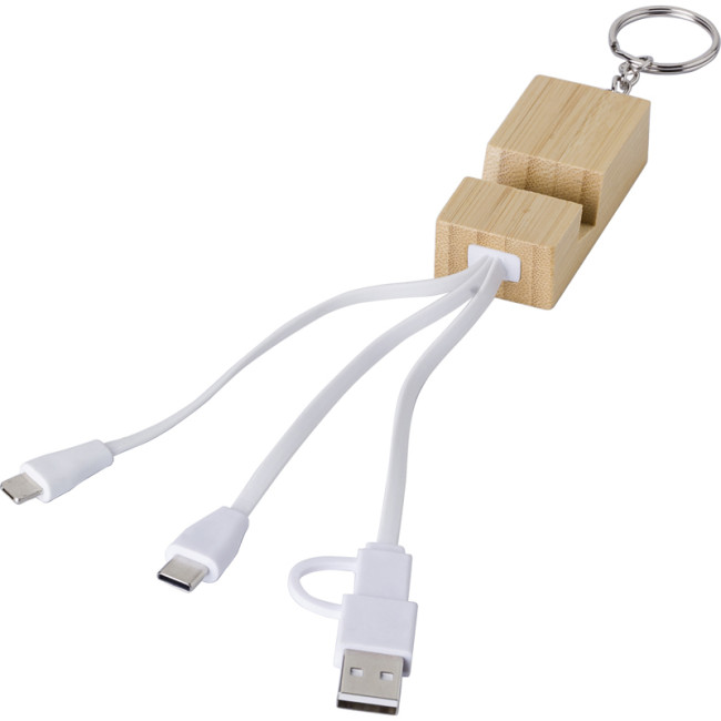 Custom Printed Bamboo Charger And Keychain - Image 1