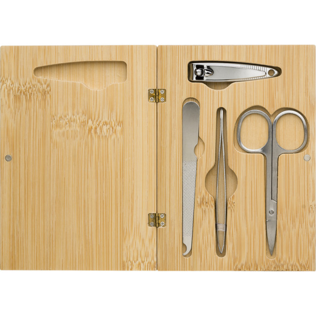 Custom Printed Bamboo Manicure Set - Image 1