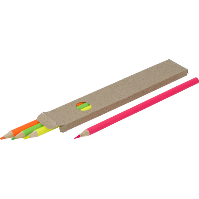 Custom Printed Coloured Highlighter Pencil Set 4pc - Image 4