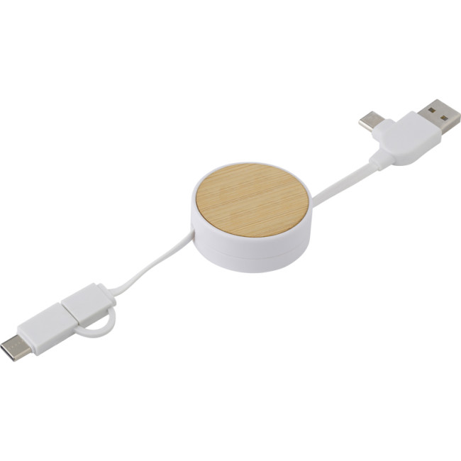 Custom Printed The Ponza Bamboo Extendable Charging Cable - Image 2