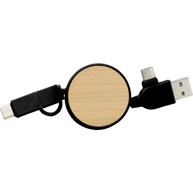 Custom Printed The Ponza Bamboo Extendable Charging Cable - Image 4