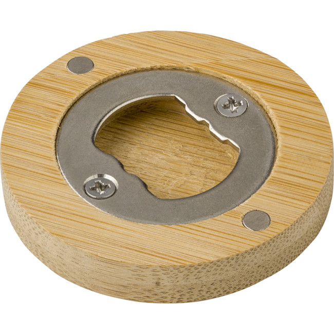 Custom Printed Bamboo Magnet With Bottle Opener - Image 1