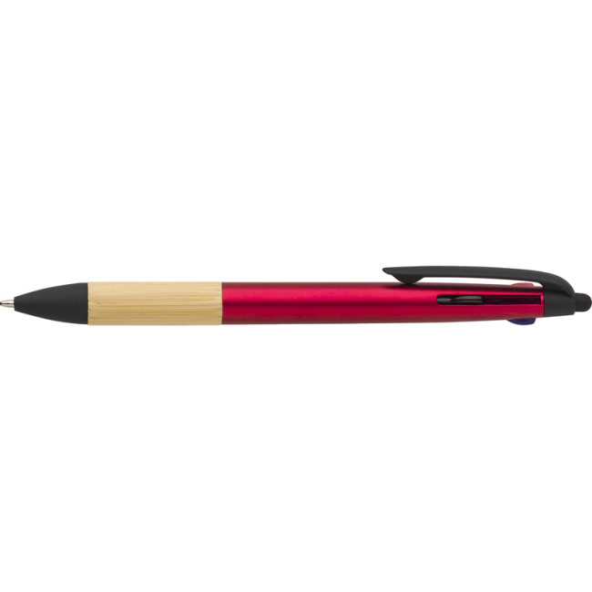 Custom Printed Bamboo Ballpen (3 Colour And Stylus) - Image 1