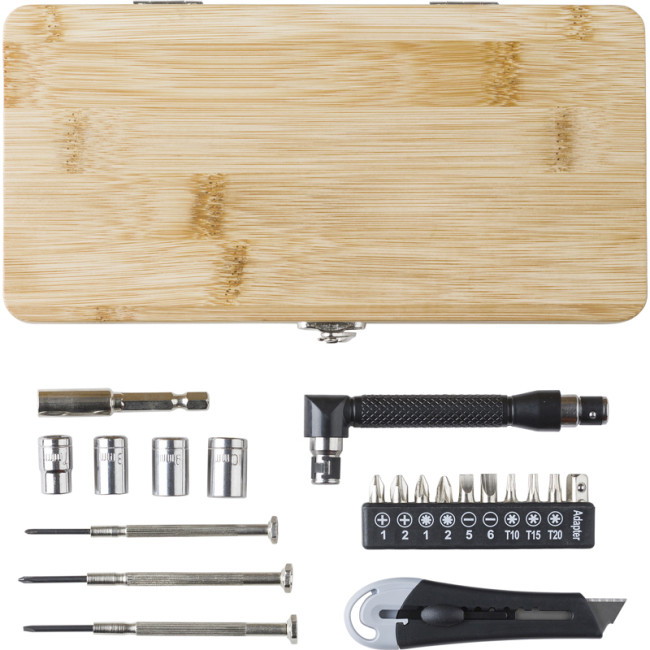 Custom Printed Bamboo Tool Set 27pc - Image 1