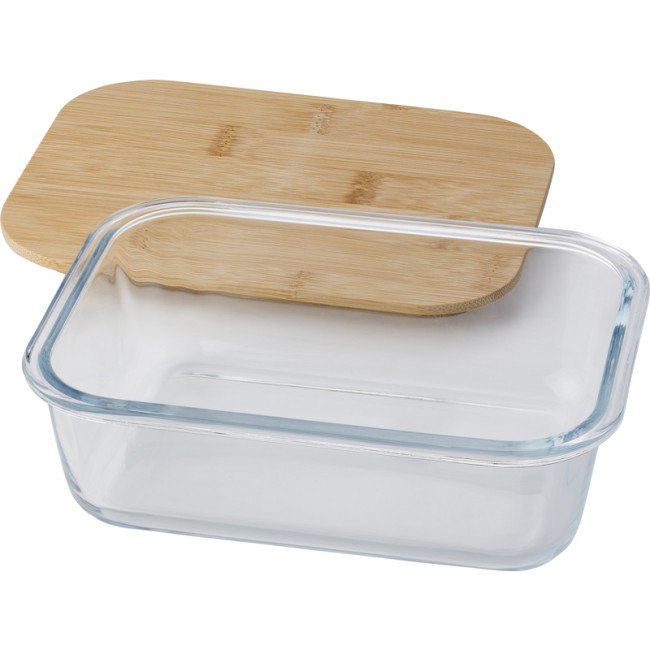 Custom Printed Glass Lunch Box With Bamboo Lid - Image 1