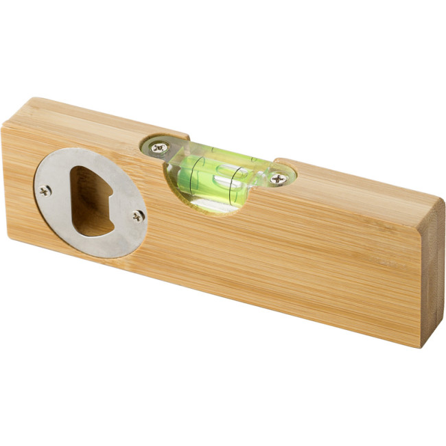 Custom Printed Bamboo Bottle Opener With Spirit Level - Image 1