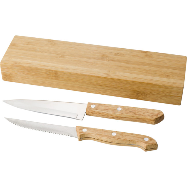 Custom Printed Bamboo Knife Set - Image 1