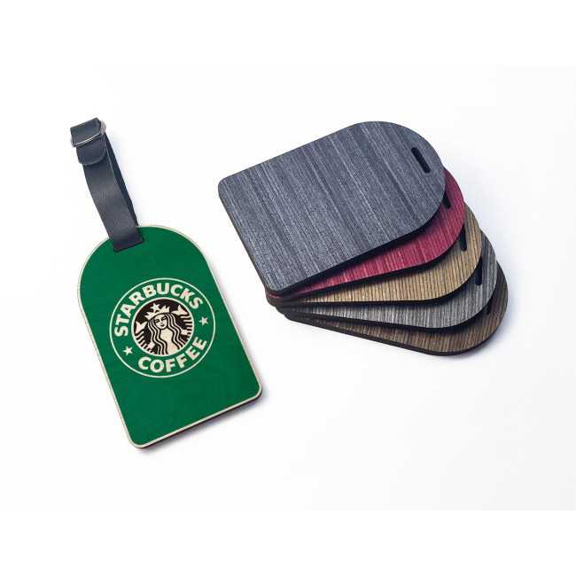 Custom Printed Wooden Ply Luggage Tag - Design 3