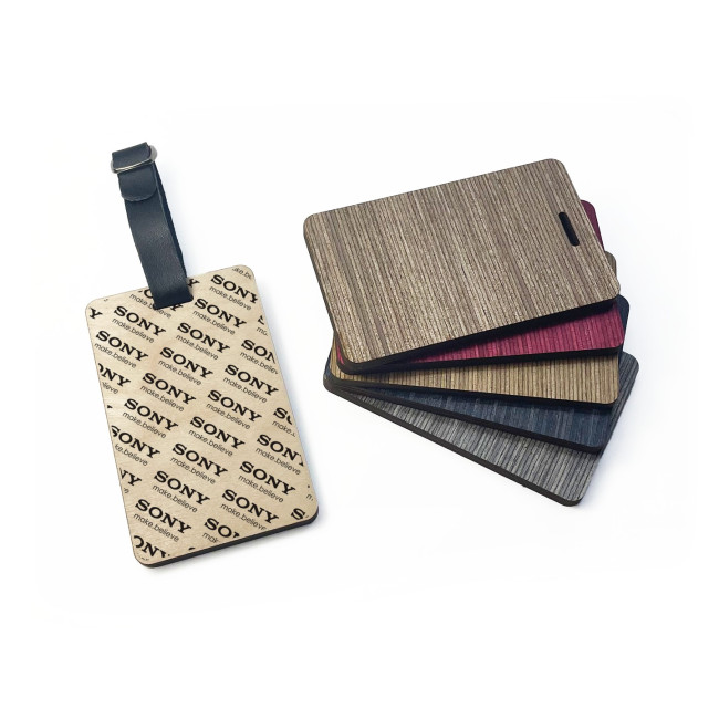 Custom Printed Wooden Ply Luggage Tag - Design 4