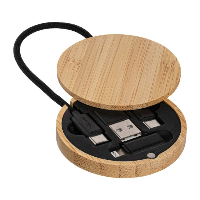 Custom Printed Bamboo 4-in-1 Charging Cable