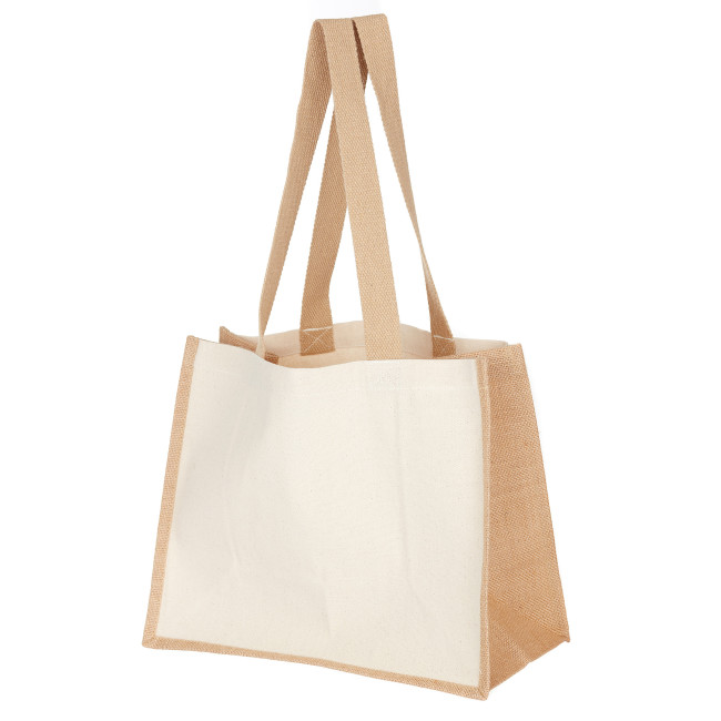 Custom Printed Henley Shopper Cotton & Jute 10oz - Image 2