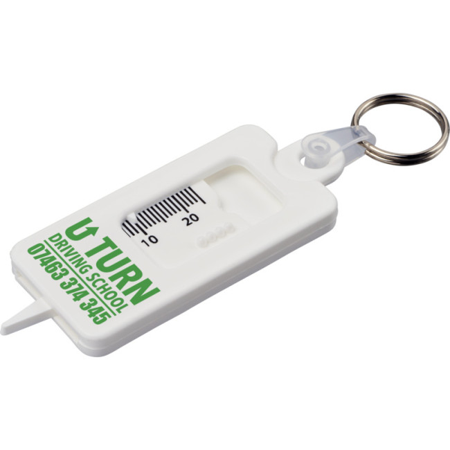 Custom Printed Kym Recycled Tyre Tread Check Keychain - Image 3