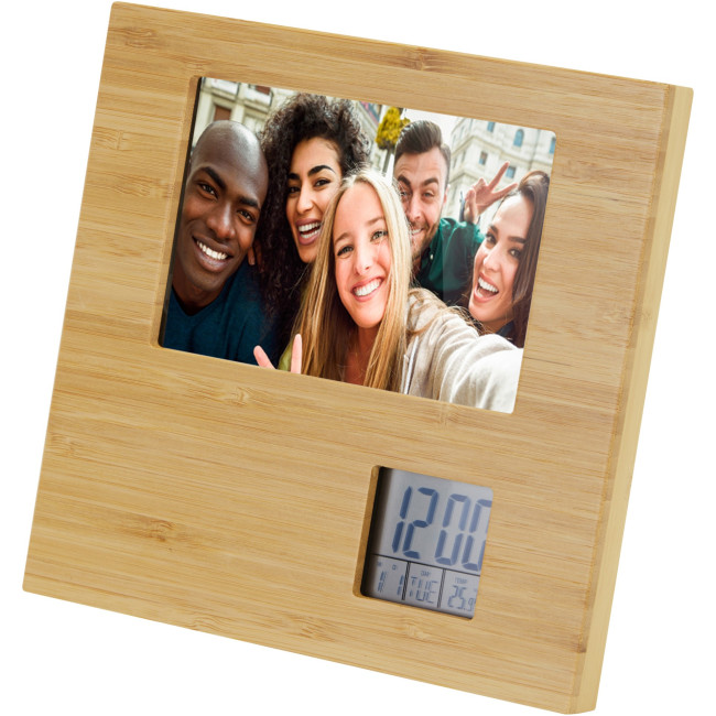 Custom Printed Sasa Bamboo Photo Frame With Thermometer