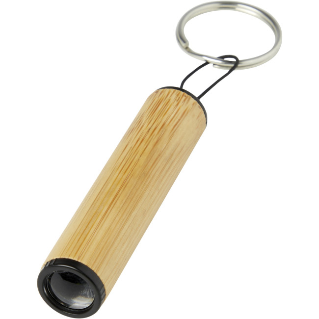 Custom Printed Cane Bamboo Key Ring With Light