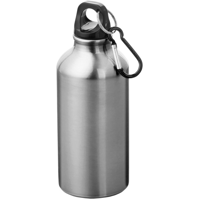 Custom Printed Oregon 400 ml RCS Certified Recycled Aluminium Water Bottle With Carabiner - Image 2