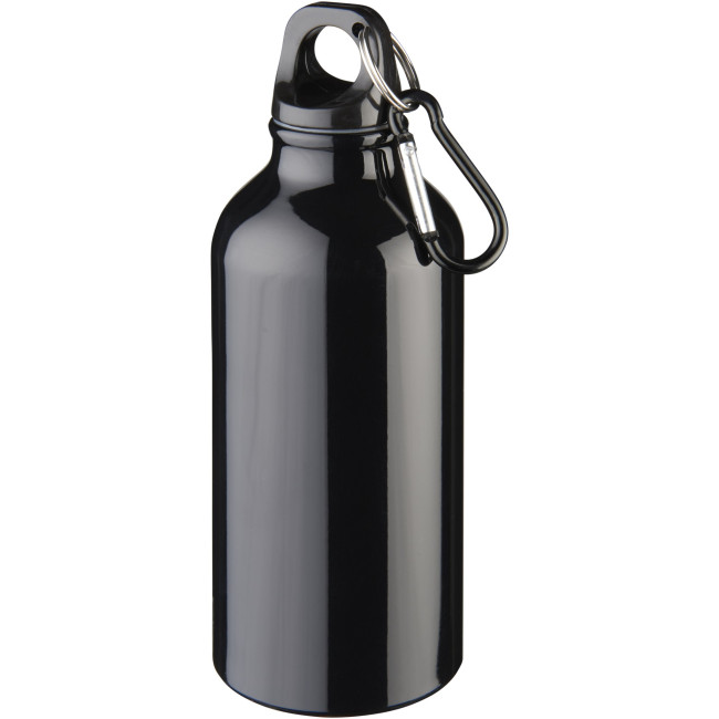 Custom Printed Oregon 400 ml RCS Certified Recycled Aluminium Water Bottle With Carabiner - Image 1