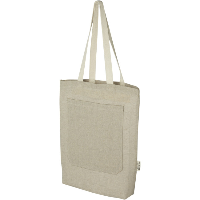 Custom Printed Pheebs 150 g/m² Recycled Cotton Tote Bag With Front Pocket 9L - Image 6