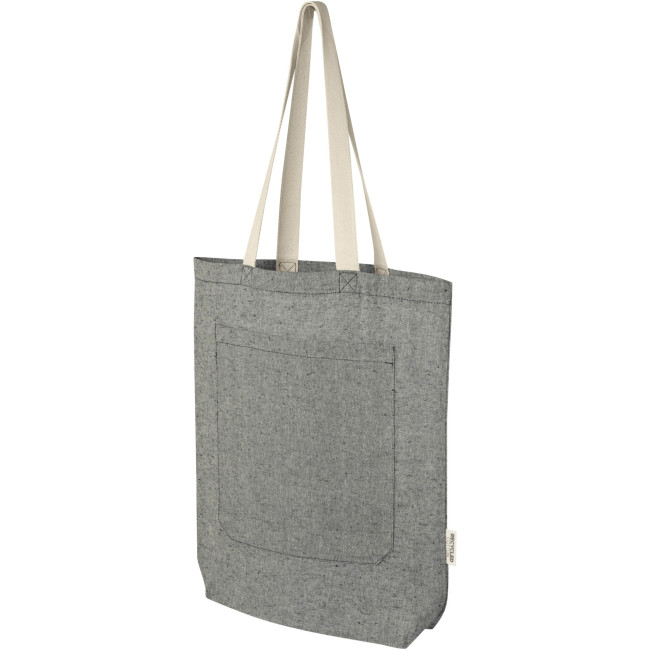 Custom Printed Pheebs 150 g/m² Recycled Cotton Tote Bag With Front Pocket 9L - Image 3