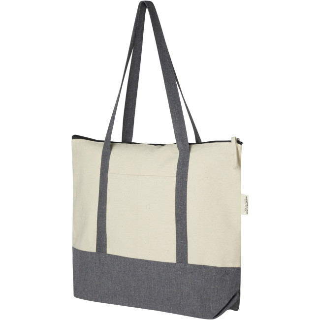 Custom Printed Repose 320 g/m² Recycled Cotton Zippered Tote Bag 10L