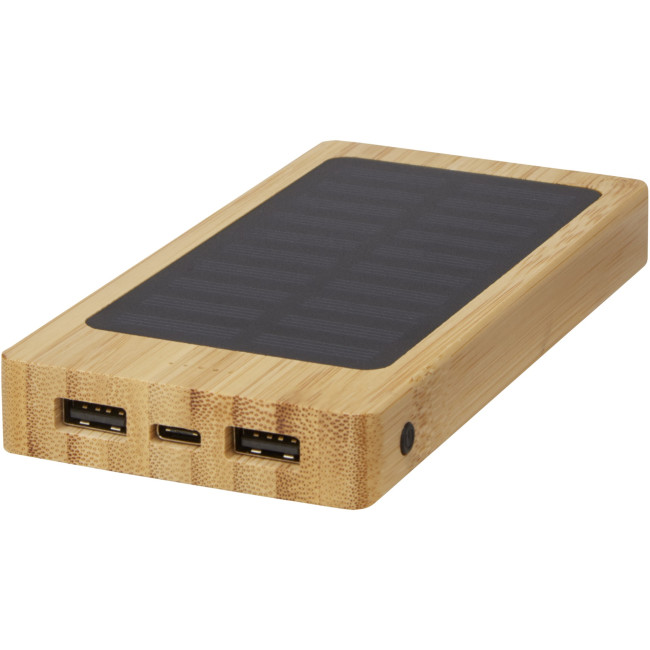 Custom Printed Alata 8000 mAh Bamboo Solar Power Bank