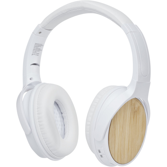 Custom Printed Athos Bamboo Bluetooth  Headphones With Microphone