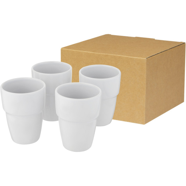 Custom Printed Staki 4-Piece Stackable Mug Gift Set 280ml - Image 6