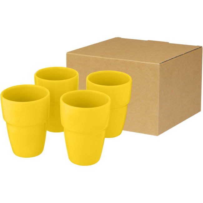 Custom Printed Staki 4-Piece Stackable Mug Gift Set 280ml - Image 5