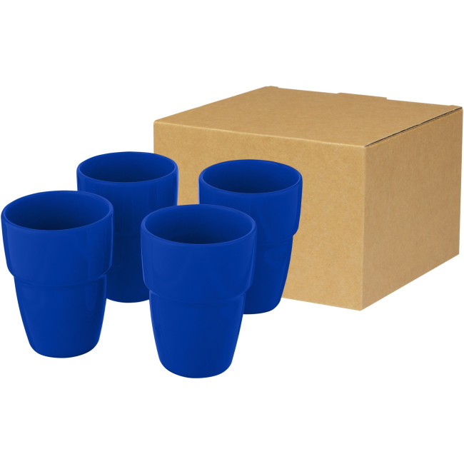 Custom Printed Staki 4-Piece Stackable Mug Gift Set 280ml - Image 3