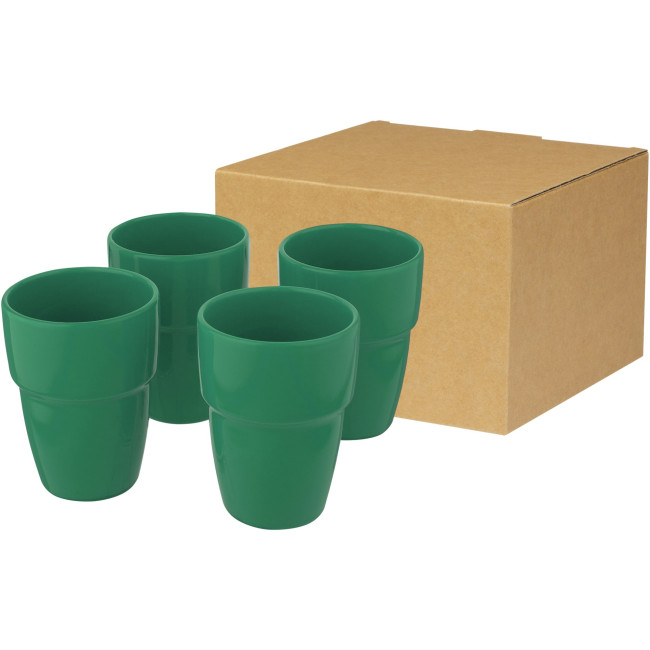 Custom Printed Staki 4-Piece Stackable Mug Gift Set 280ml - Image 2