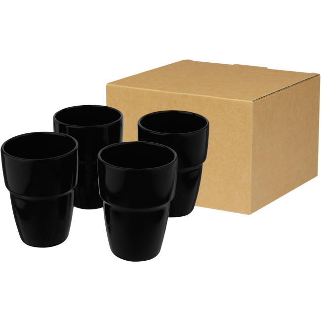 Custom Printed Staki 4-Piece Stackable Mug Gift Set 280ml - Image 1