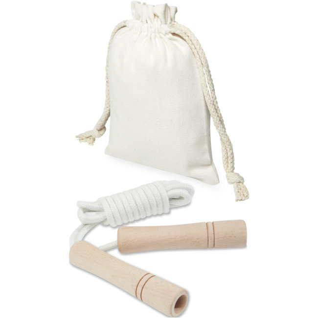 Custom Printed Denise Wooden Skipping Rope In Cotton Pouch