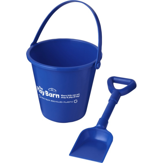 Custom Printed Tides Recycled Beach Bucket And Spade - Image 1