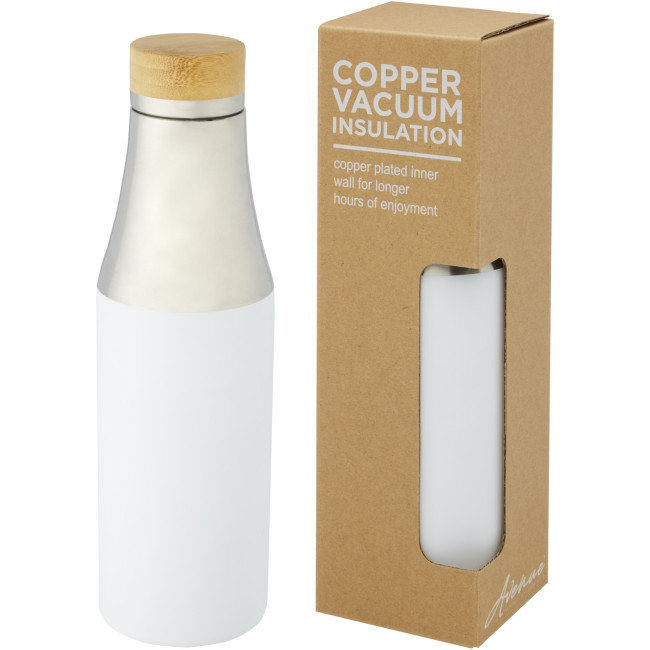 Custom Printed Hulan Copper Vacuum Insulated Stainless Steel Bottle With Bamboo Lid 540ml - Image 2