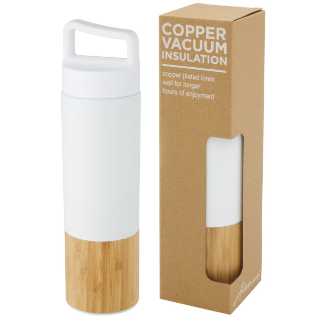 Custom Printed Torne Copper Vacuum Insulated Stainless Steel Bottle With Bamboo Outer Wall 540ml - Image 2