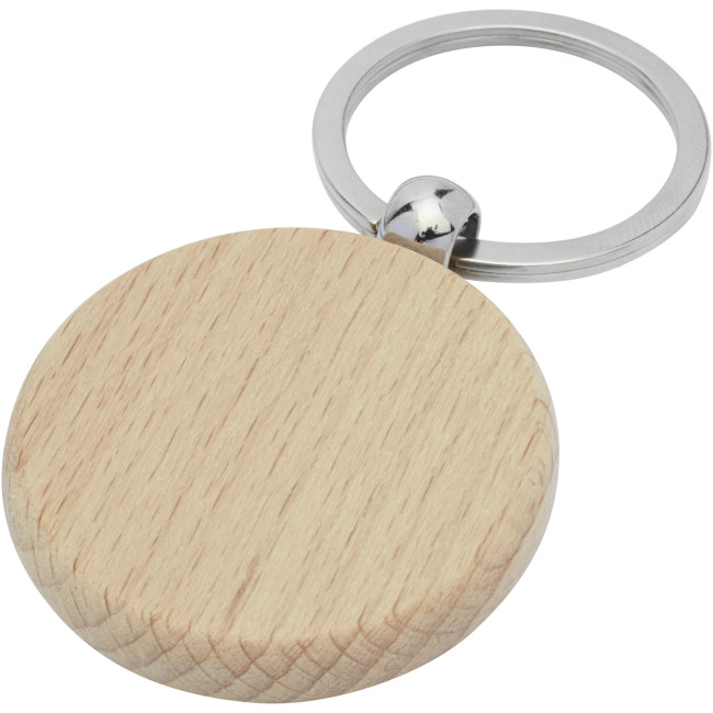 Custom Printed Giovanni Beech Wood Round Keychain