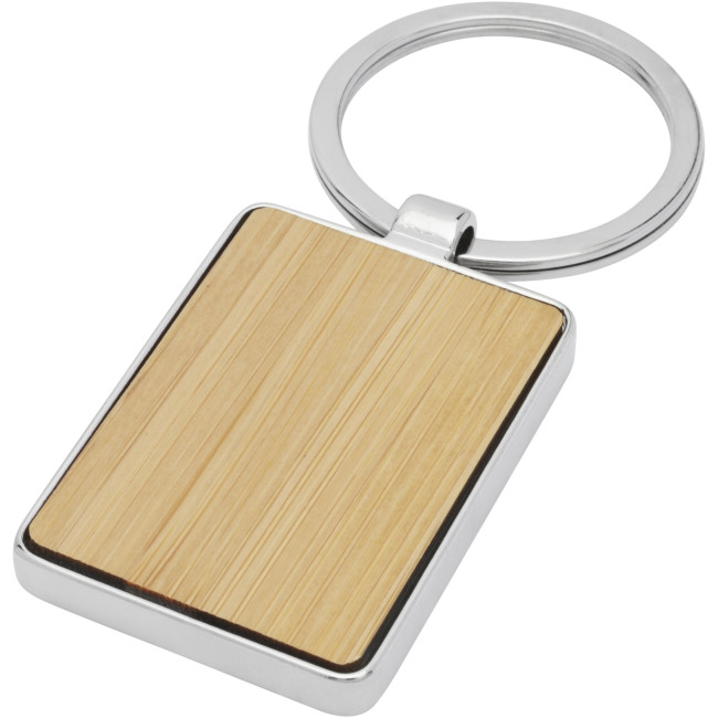 Custom Printed Neta Bamboo Rectangular Keychain