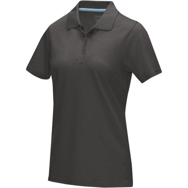 Custom Printed Graphite Short Sleeve Women’s GOTS Organic Polo - Image 4