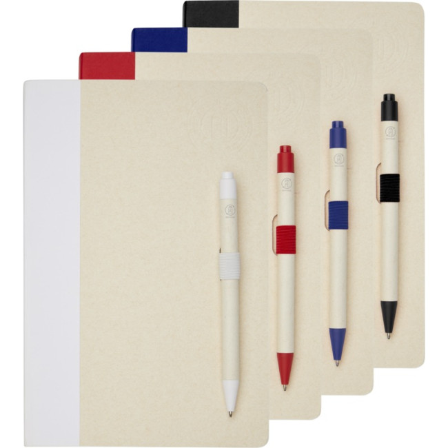 Custom Printed Dairy Dream A5 Size Reference Recycled Milk Cartons Notebook And Ballpoint Pen Set - Image 1