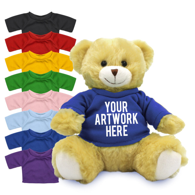 Custom Printed Elizabeth Soft Toy Teddy Bear In Colour Tee 20cm