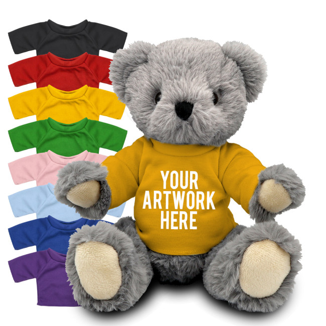 Custom Printed Archie Jointed Soft Toy Teddy Bear In Colour Tee