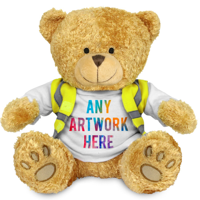 Custom Printed Edward II Soft Toy Teddy Bear In Hi Vis Jacket