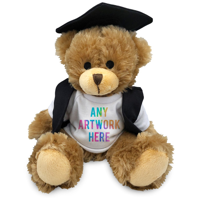 Custom Printed Charles Jointed Soft Toy Teddy Bear In Graduate Outfit