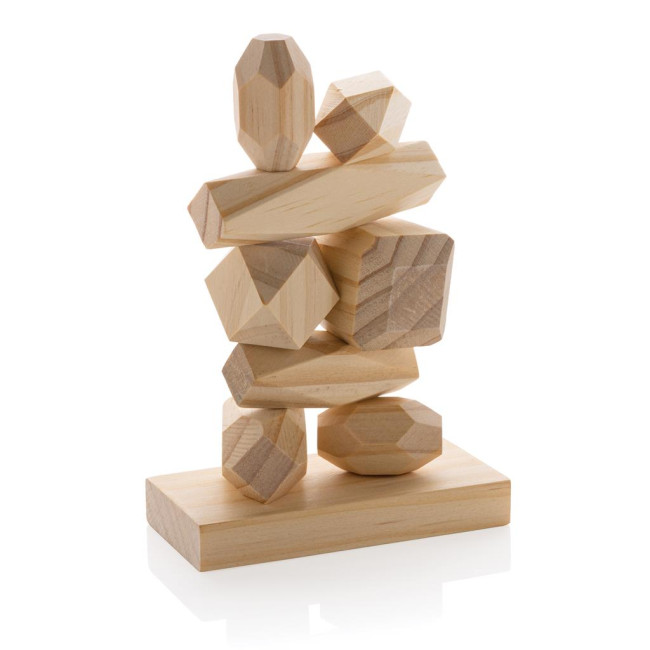 Custom Printed Ukiyo Crios Wooden Balancing Rocks In Pouch - Image 1