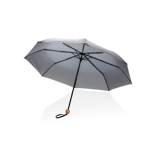 Custom Printed Impact Aware Rpet Pongee Bamboo Mini Umbrella 20.5" - Image 4