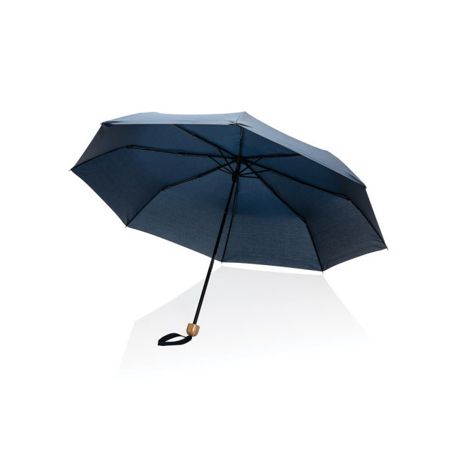 Custom Printed Impact Aware Rpet Pongee Bamboo Mini Umbrella 20.5" - Image 2